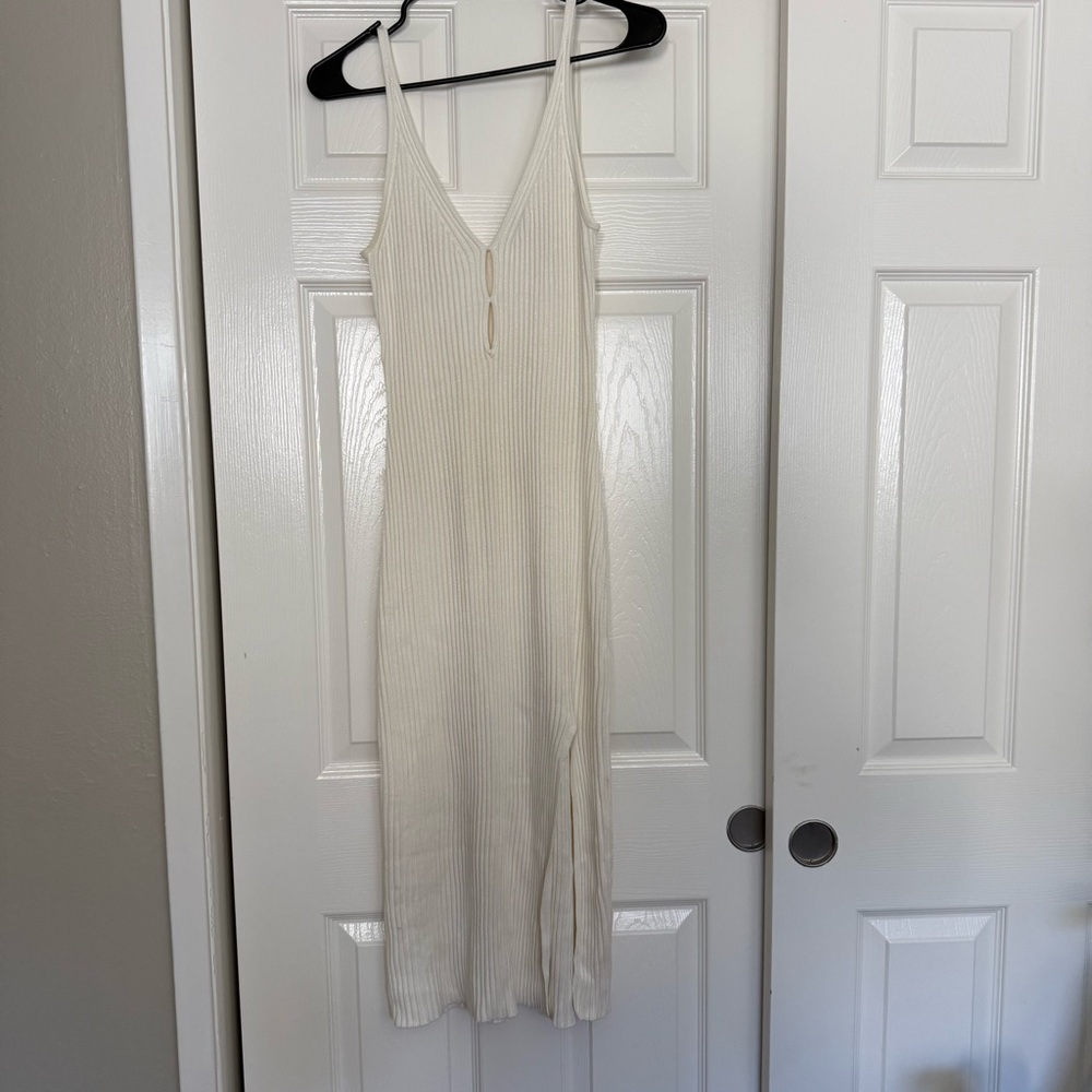 White Abercrombie and Fitch Ribbed Midi Dress Size M Worn Once